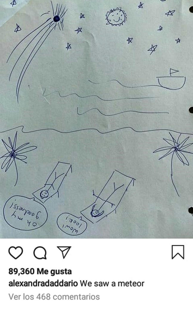 Alexandra Daddario vio un meteorito y lo dibujó