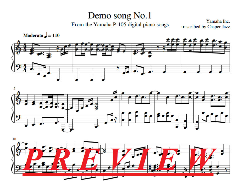 Yamaha P105 demo song No.1 (transcription) sheet music