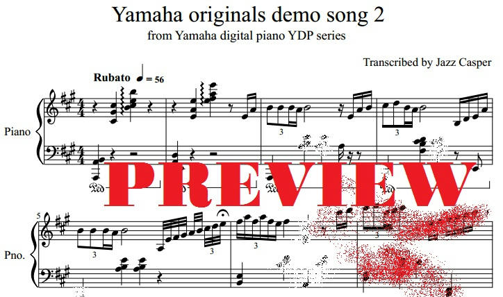 Yamaha demo song sheet music transcription
