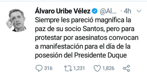  Los mensajes en Twitter de Álvaro Uribe 