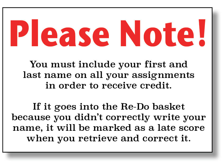 You must put both names on assignments.