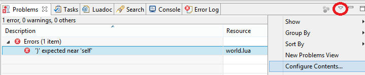 Screenshot of the "Configure Contents" option