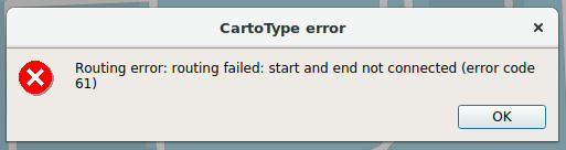CartoType - Route Not Found