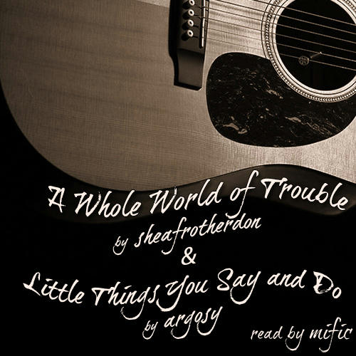 Sepia cover with guitar, curved text.
