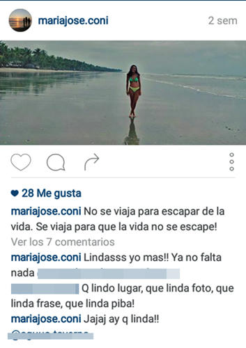  Paradójicamente en uno de sus últimos posts en Instagram, María José publicó una foto suya caminando por la playa de Montañita