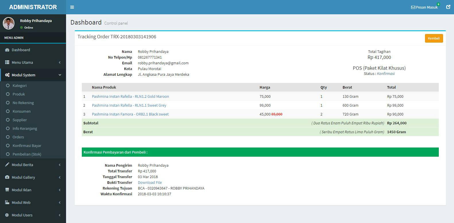Toko Online Codeigniter (PHP 7) MySQL + Rajaongkir (POS, JNE, TIKI) + COD
