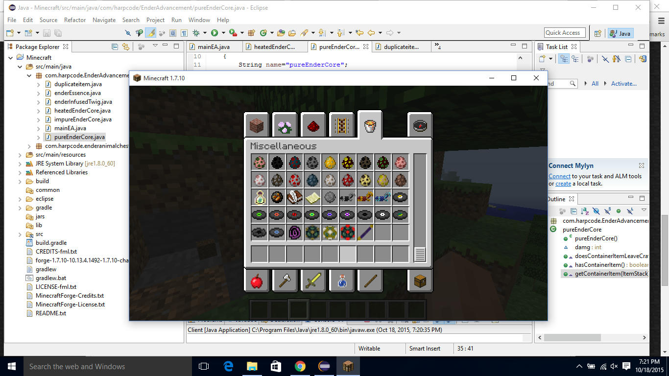 left to right(ender essence,impure core,pure core,heated core,ender twigs)