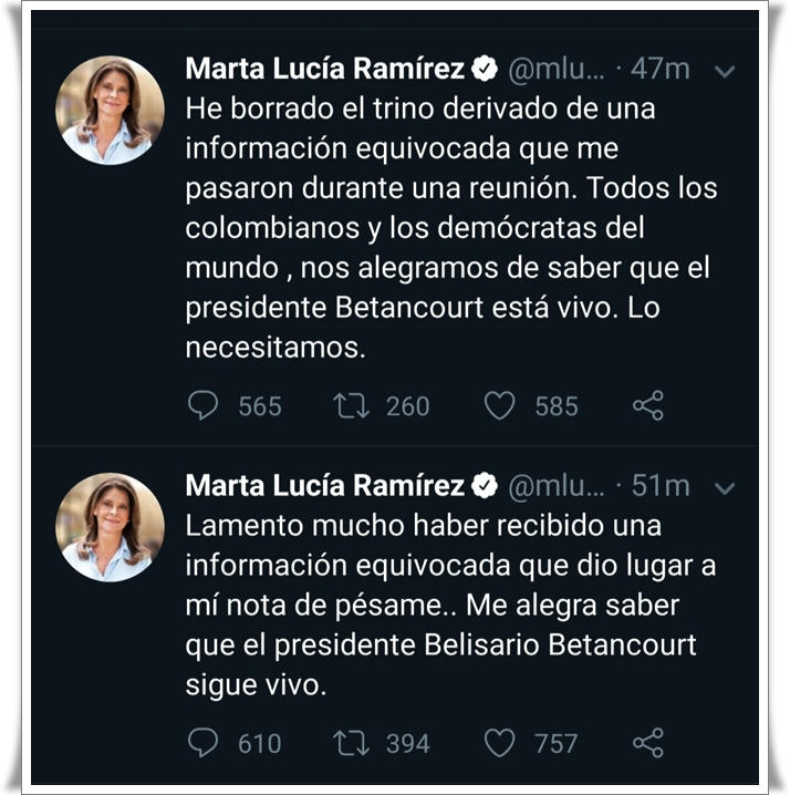  Twitter de Martha Lucia Ramírez 