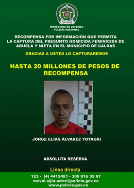 Jorge Elías Álvarez Yotagri, sería el autor de los horrendos crímenes de su hija Paula Nicole Álvarez Cuervo y la abuela de la menor