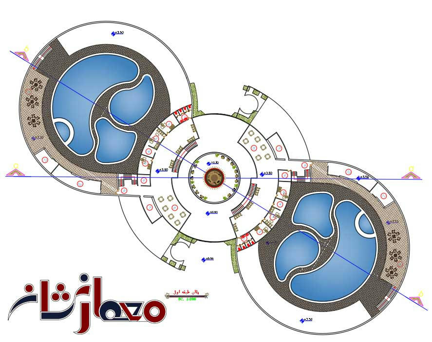 معمارنشان | دانلود نقشه آبدرمانی سرعین به همراه پوستر کانسپت از مولکول آب
