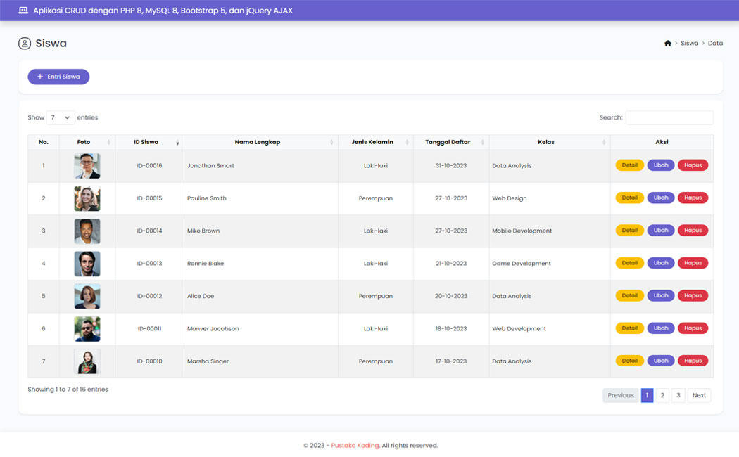 Source Code Aplikasi CRUD dengan PHP, MySQL, Bootstrap, dan JQuery AJAX