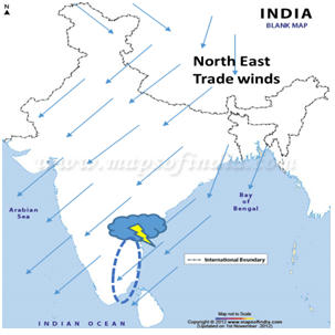 North East Monsoon In India Map Gk Topic, The North-East Monsoon
