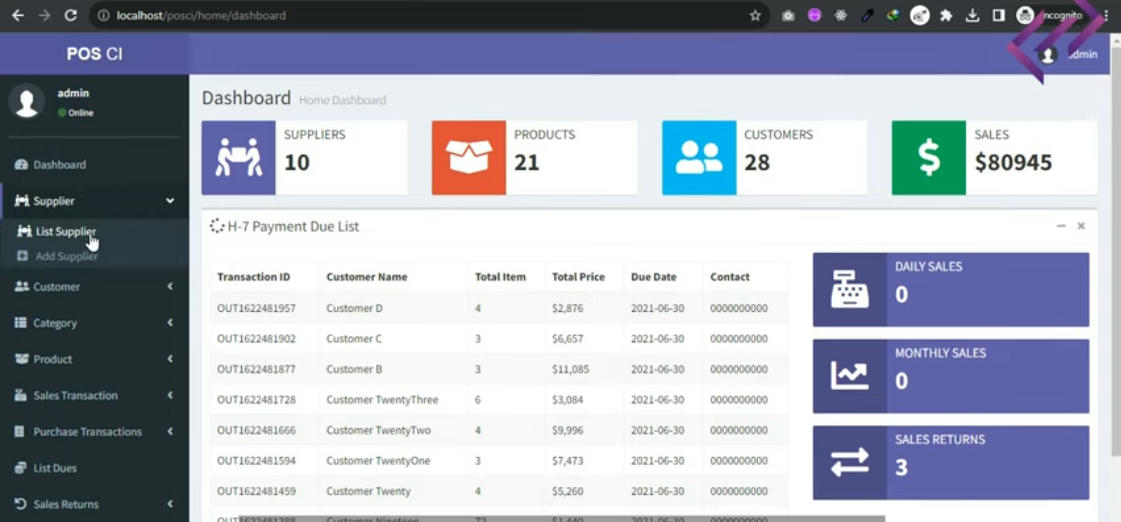 Point of Sale System in PHP CodeIgniter with Source Code